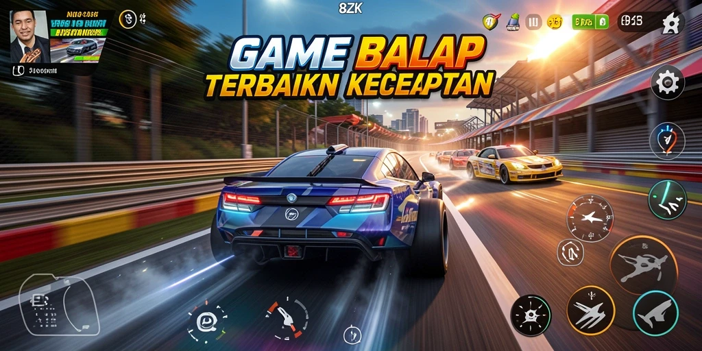 Tangkapan layar gameplay intens dari 8ZK saat balapan.