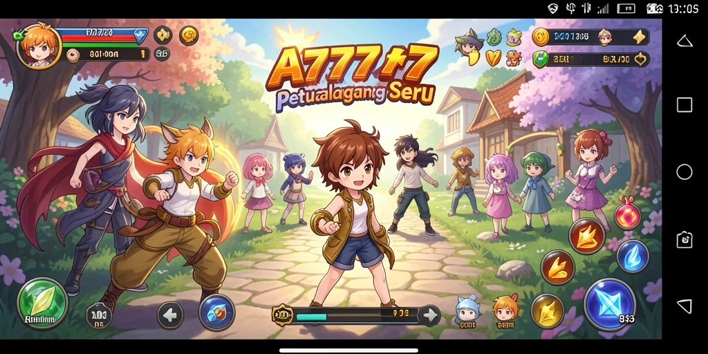 Screenshot A7777 menampilkan aksi seru dalam pertarungan karakter Anime.