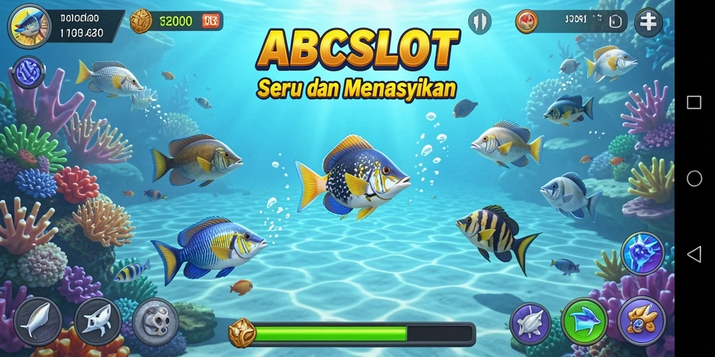 Tampilan gameplay menembak ikan yang menarik dan interaktif.