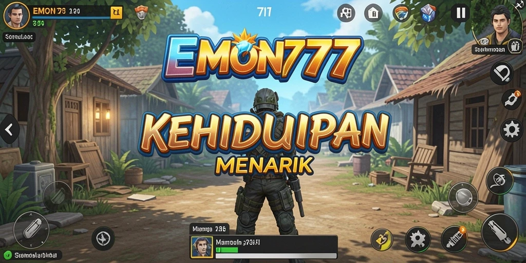 Screenshot gameplay EMON777 menampilkan interaksi karakter dalam simulasi kehidupan.