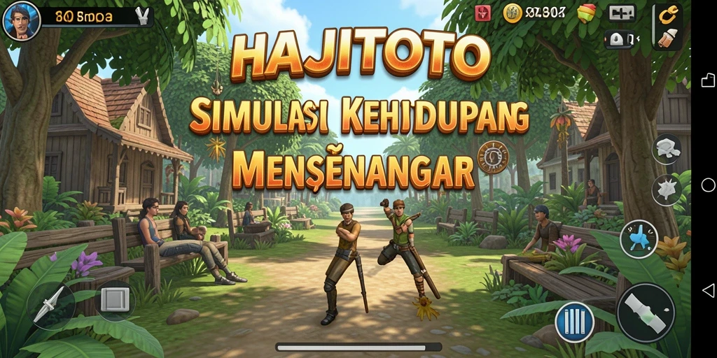 Screenshot utama game HAJITOTO menampilkan gameplay kehidupan yang seru.