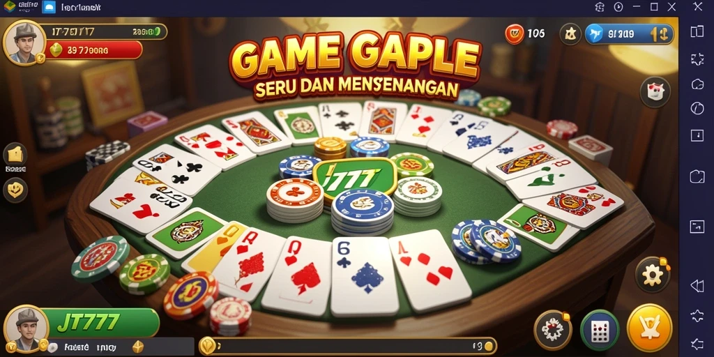 Tampilan gameplay JT777 dengan serunya permainan Gaple.