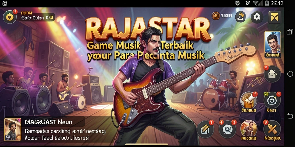 Tampilan gameplay seru dan berbagai pilihan lagu di RAJASTAR.
