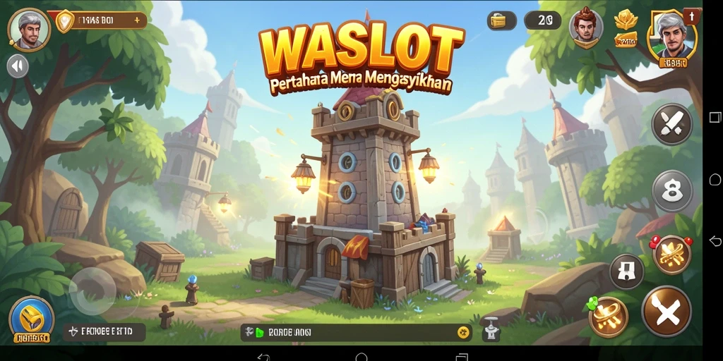 Tangkapan layar gameplay WASLOT dengan menara yang siap bertahan.